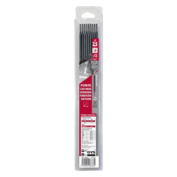 12 électrodes Fonte GYS - Ø 2,5 mm - Longueur 350 mm