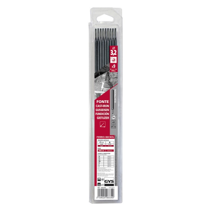 9 électrodes Fonte GYS - Ø 3,2 mm - Longueur 350 mm
