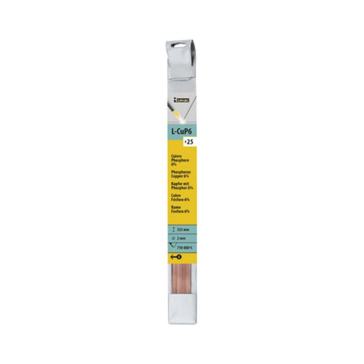 25 baguettes cuivre phosphore 6 % GYS - Ø 2 mm - Long. 333 mm