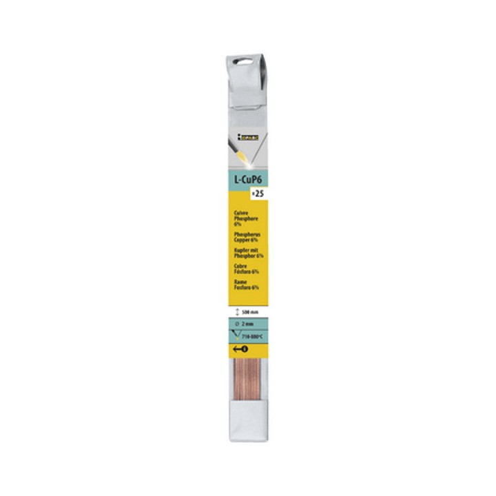25 baguettes cuivre phosphore  6 % GYS - Ø 2 mm - Long. 500 mm