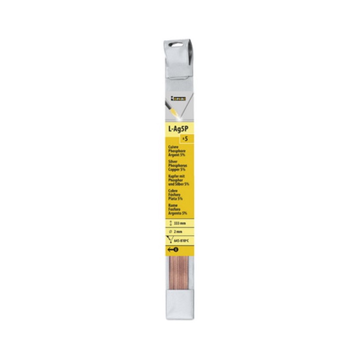 5 baguettes cuivre phosphore argent 5 % GYS -  Ø 2 mm - Long. 333 mm