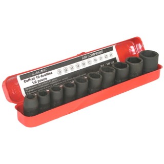 Coffret pro/industrie 10 douilles 1/2 pouce Lacmé