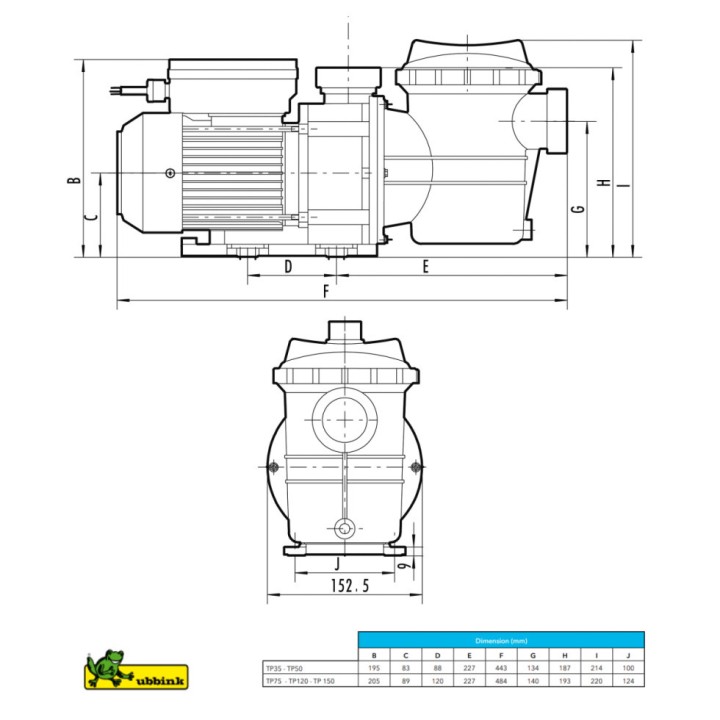Pompe piscine Poolmax® TP50 Ubbink - 0,37 kw - 0,50 HP - Qmax 12.600 l/h