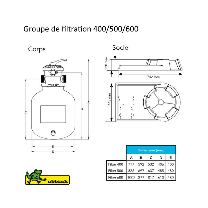 Filtre à sable PoolFilter® 500 Ubbink - Ø 500 mm/19"
