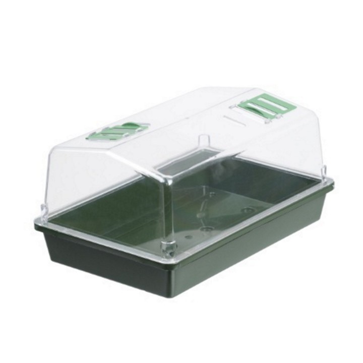 Mini serre de culture - terrine rigide, couvercle ventilé - H18 x 37,5 x 24 cm