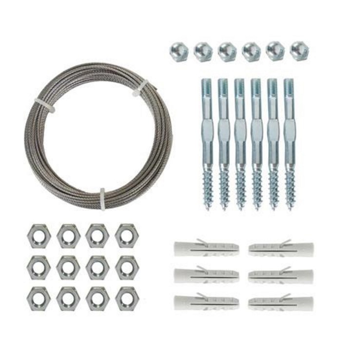 Kit de palissage, cable pour treillis - set de fixation (6 x boulon/cheville)
