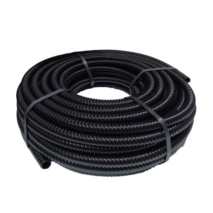 Tuyau cannelé renforcé, noir - Ø40 mm (1½") x 30 m