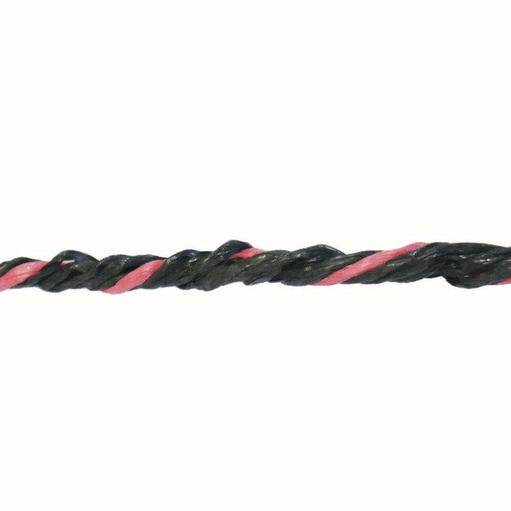 Corde PP 8 brins, toron de scierie noir / rouge multi-usage