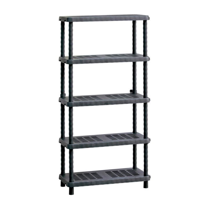 Étagère modulable noire à 5 étagères réglables - L. 925 mm - P. 450 mm - H. 1880 mm TIDY Mobil Plastic