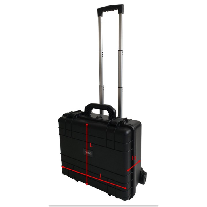 Valise étanche WAT IP67 Viso, roulettes + poignée télescopique + mousse prédécoupée L 475 x l 390 x H 220 mm