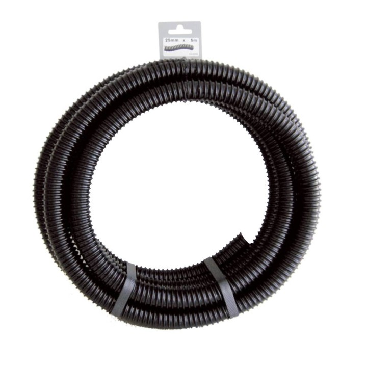 Tuyau de raccord Ubbink cannelé renforcé prédécoupé roulé, noir - Ø25 mm (1") x 5 m