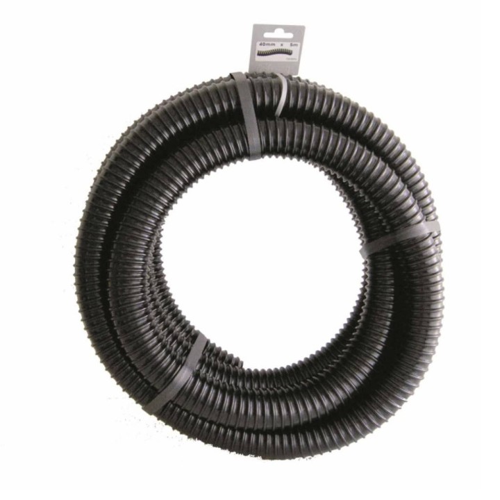 Tuyau de raccord Ubbink cannelé renforcé prédécoupé roulé, noir - Ø40 mm (1½") x 5 m