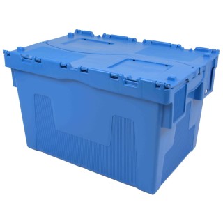 Bac de distribution 67L avec couvercle intégré - Bleu 60x40x31,5cm - Palette de 64 unités