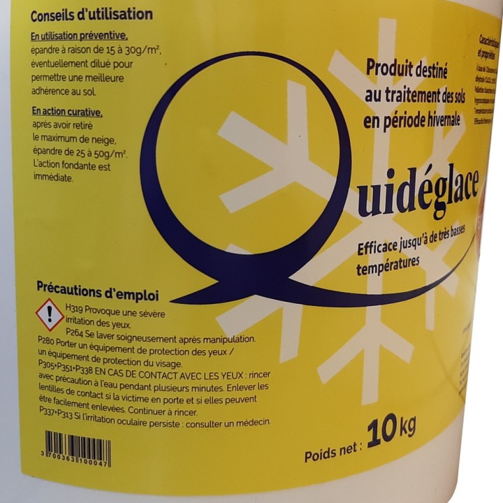 Chlorure de calcium déverglaçant Quidéglace Extrême norme NF EN 16811-2, seau 10 kg