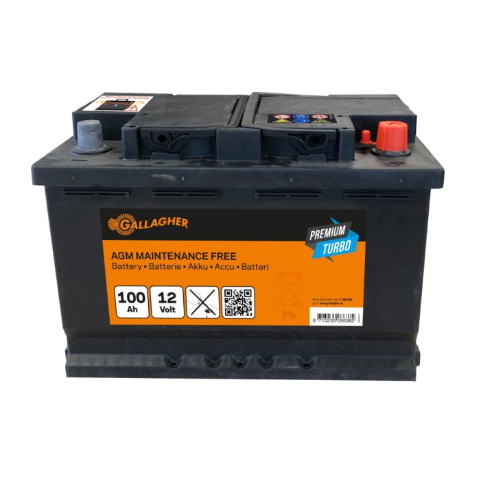 Batterie Premium Turbo AGM 12V/100Ah - 353 x 175 x 190 Gallagher
