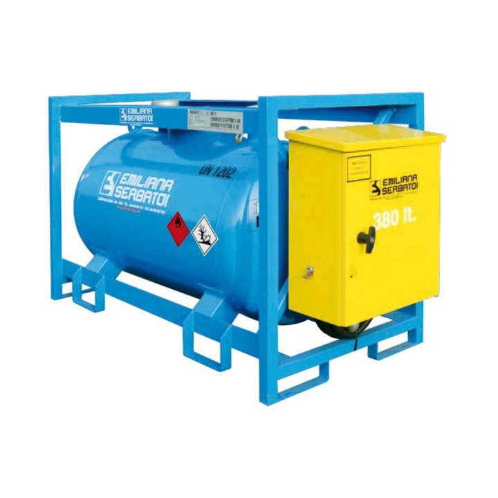 Réservoir Traspo 380 L Essence, normes ADR - pompe ATEX 12 V (50 l/min), pistolet ATEX avec tuyau 5 m