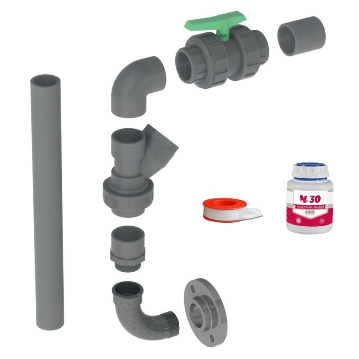 Kit de sortie Calpeda KSPH DN50P pour pompe de relevage DN50 à refoulement horizontal (tuyau Ø 63 mm)