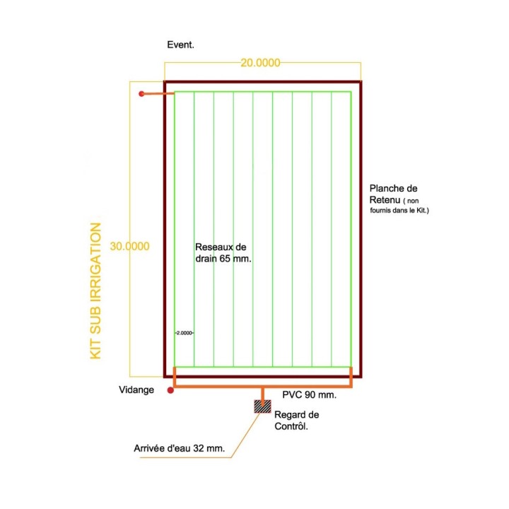 Kit complet pour aménagement de carrière équestre en sub irrigation