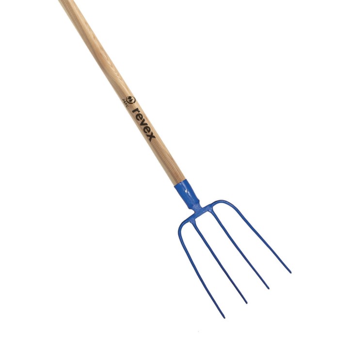Fourche à fumier 4 dents avec manche en bois pomme Revex