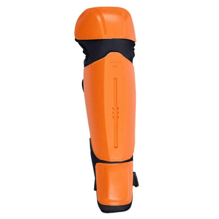 Protèges tibia souple orange, Solidur