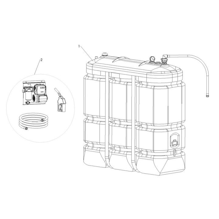 Cuve à fioul 1500L PEHD Renson avec pompe 50L/min et station murale