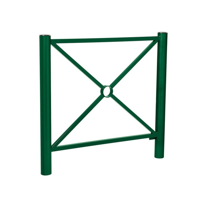 Barrière Province Inox brossé Procity, cadre simple croix, L 1072 x 1000 mm - Peint/zinc - Scellement direct - Vert mousse