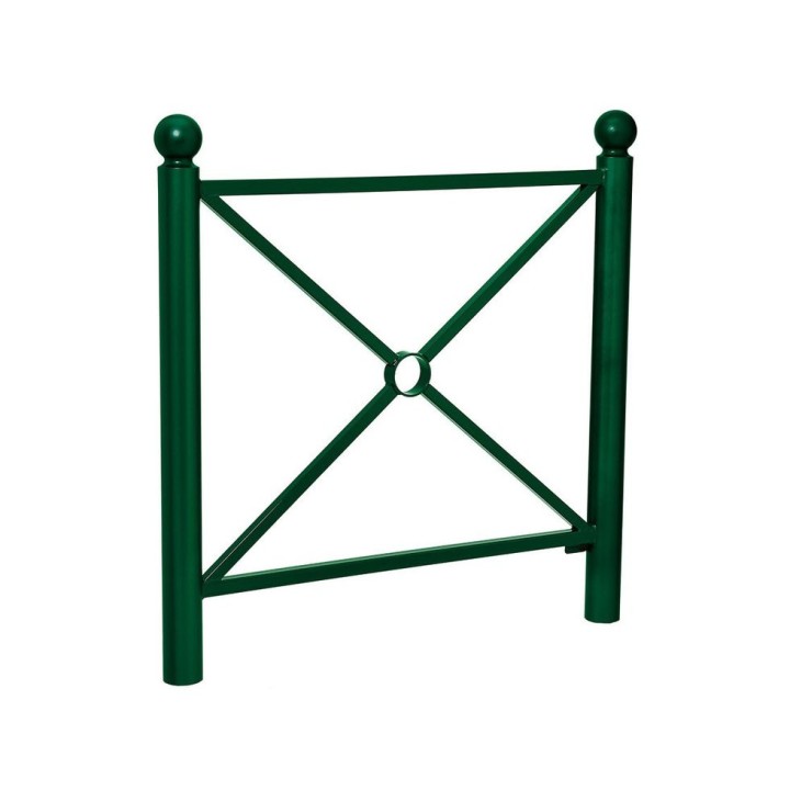 Barrière Province Boule Procity, cadre simple croix, L1072 x1000 mm - Peint/zinc - Scellement direct - Vert mousse