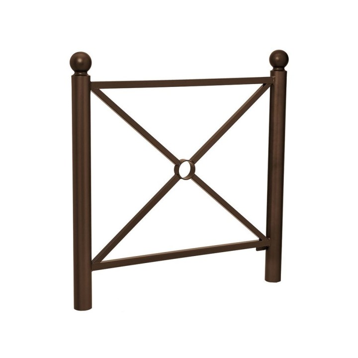 Barrière Province Boule Procity, cadre simple croix, L1072 x1000 mm - Peint/zinc - Scellement direct - Brun chocolat