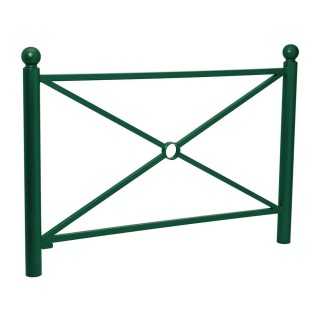 Barrière Province Boule Procity, cadre simple croix, L1572 x1000 mm - Peint/zinc - Scellement direct - Vert mousse