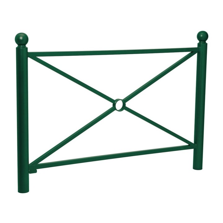 Barrière Province Boule Procity, cadre simple croix, L1572 x1000 mm - Peint/zinc - Scellement direct - Vert mousse