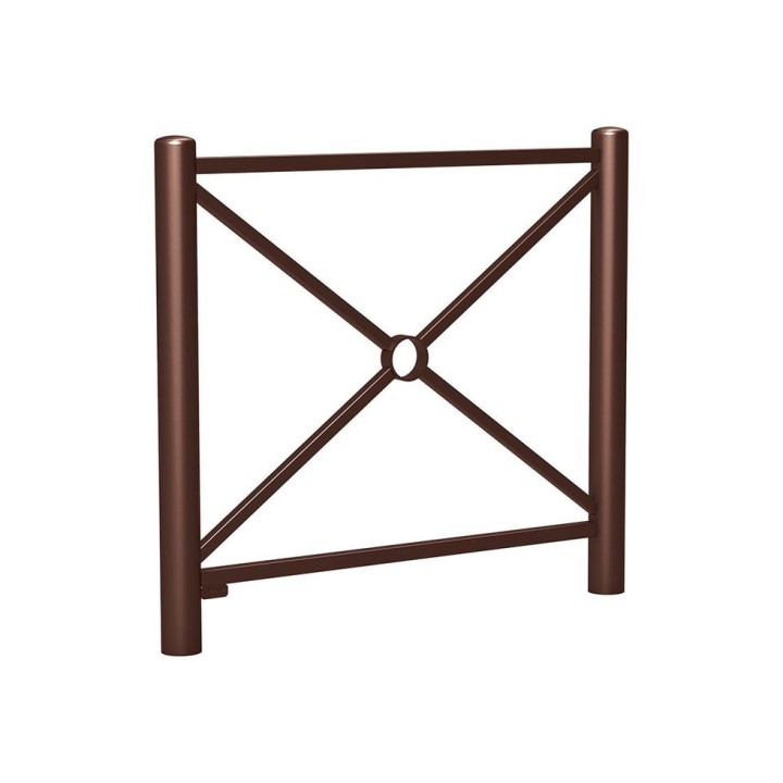 Barrière Carrefour Procity, cadre simple croix, L1072 x 1025 mm - Acier peint/zinc - Scellement direct - Brun chocolat