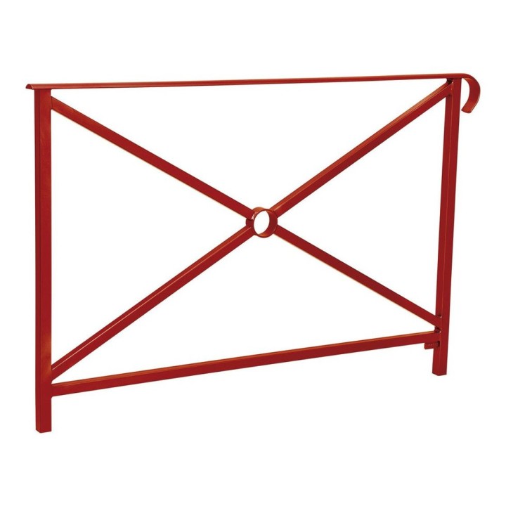 Barrière main courante Héritage Procity, cadre simple croix, simple crosse, L1500 x 1000 mm - Scellement direct - Rouge pourpre