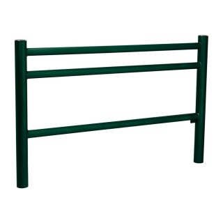 Barrière Trio Procity, pommeau Inox brossé, L1572 x 1000 mm - Acier peint/zinc - Scellement direct - Vert mousse