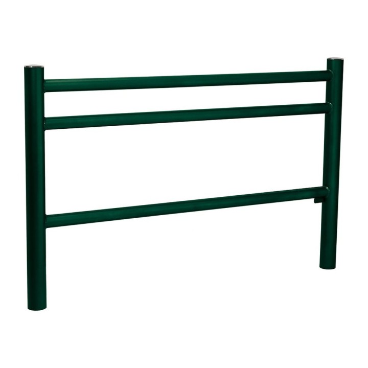 Barrière Trio Procity, pommeau Inox brossé, L1572 x 1000 mm - Acier peint/zinc - Scellement direct - Vert mousse