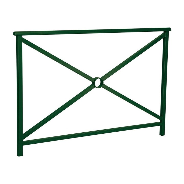 Barrière main courante Lisbonne Procity, cadre simple croix, L1500 x 1000 mm - Scellement direct - Vert mousse
