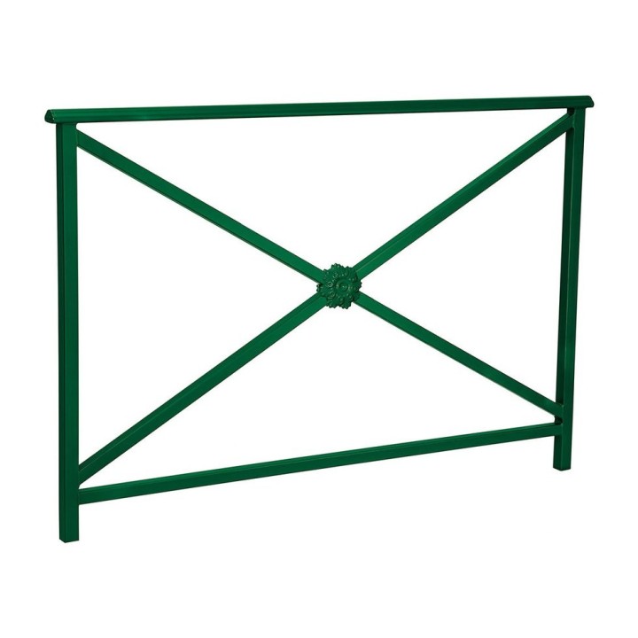 Barrière main courante Lisbonne Procity, cadre rosace, L1500 x 1000 mm - Acier peint/zinc - Scellement direct - Vert mousse