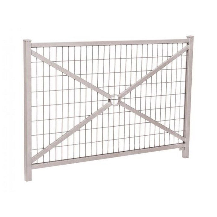 Barrière Orléans Procity, cadre grillagé, L1470 x 1026 mm - Acier peint/zinc - Scellement direct - Gris soie