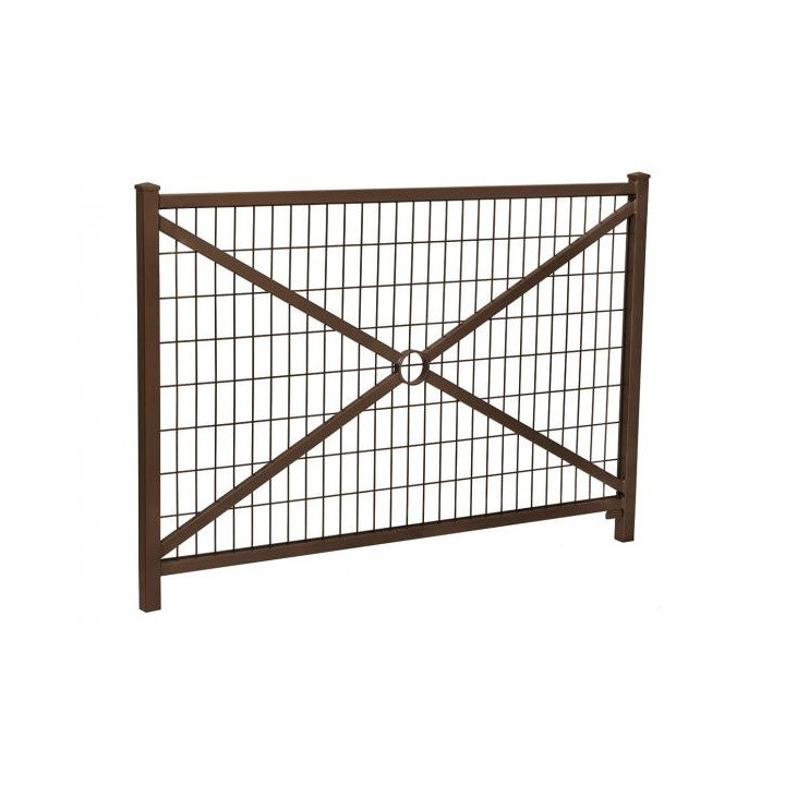 Barrière Orléans Procity, cadre grillagé, L1470 x 1026 mm - Acier peint/zinc - Scellement direct - Brun chocolat