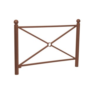 Barrière Province Boule Procity, cadre simple croix, L1572 x1000 mm - Peint/zinc - Scellement direct - Aspect Corten