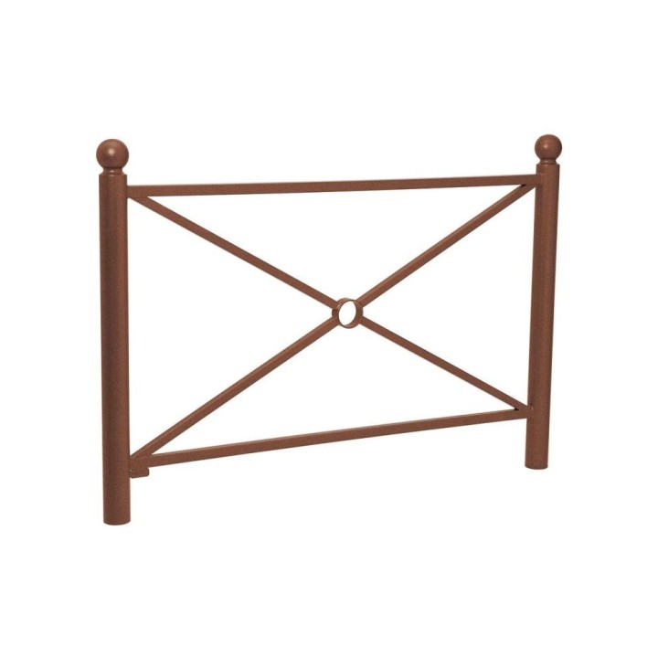 Barrière Province Boule Procity, cadre simple croix, L1572 x1000 mm - Peint/zinc - Scellement direct - Aspect Corten