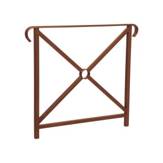 Barrière main courante Héritage Procity, cadre simple croix, double crosse, L800 x 1000 mm - Scellement direct - Aspect Corten
