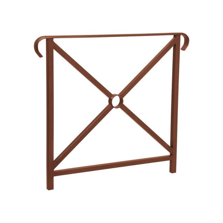 Barrière main courante Héritage Procity, cadre simple croix, double crosse, L800 x 1000 mm - Scellement direct - Aspect Corten