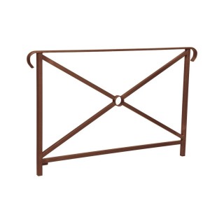 Barrière main courante Héritage Procity, cadre simple croix, double crosse, L1500 x 1000 mm - Scellement direct - Aspect Corten
