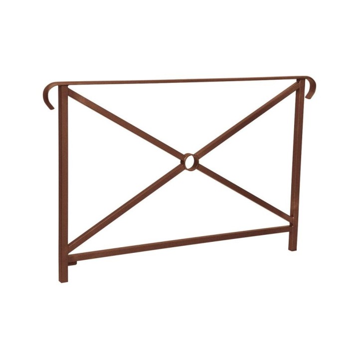 Barrière main courante Héritage Procity, cadre simple croix, double crosse, L1500 x 1000 mm - Scellement direct - Aspect Corten