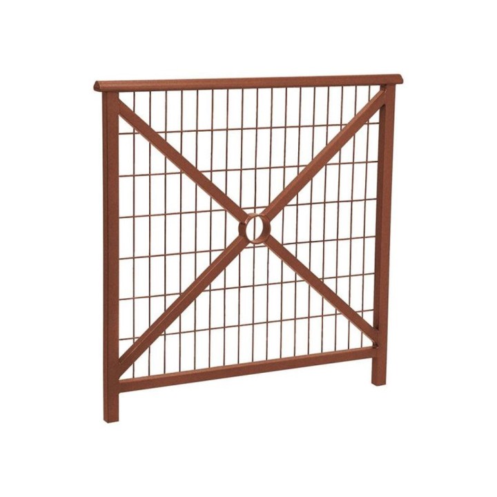 Barrière main courante Lisbonne Procity, cadre grillagé, L1000 x 1000 mm - Acier peint/zinc - Scellement direct - Aspect Corten