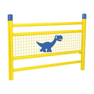 Barrière « spéciale école » Linéa Procity, Bicolore avec Dino - Scellement direct - Jaune signalisation/Bleu gentiane