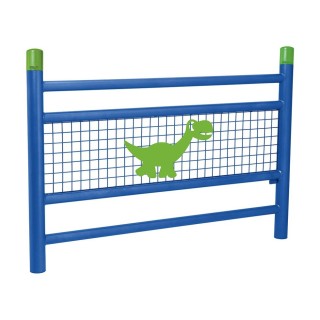 Barrière « spéciale école » Linéa Procity, Bicolore avec Dino - Scellement direct - Bleu gentiane/Vert jaune