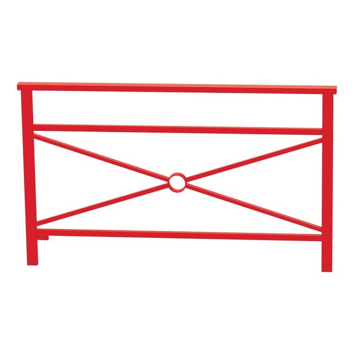 Barrière main courante Venise Procity, cadre simple croix, L 1500 x 900 mm - Scellement direct - Rouge signalisation