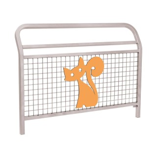 Barrière "Spéciale Ecole" Conviviale" Procity, animation Chat, L 1500 x 1100 mm - Scellement direct - Gris soie