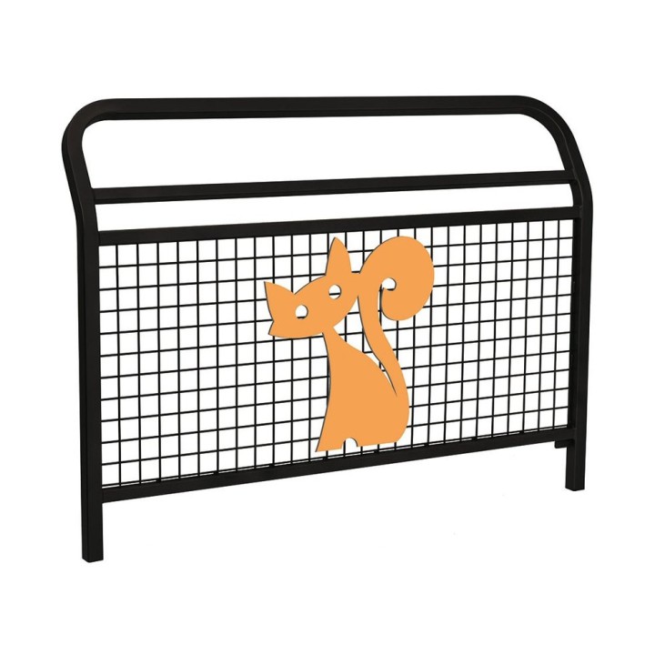 Barrière "Spéciale Ecole" Conviviale" Procity, animation Chat, L 1500 x 1100 mm - Scellement direct - Noir foncé